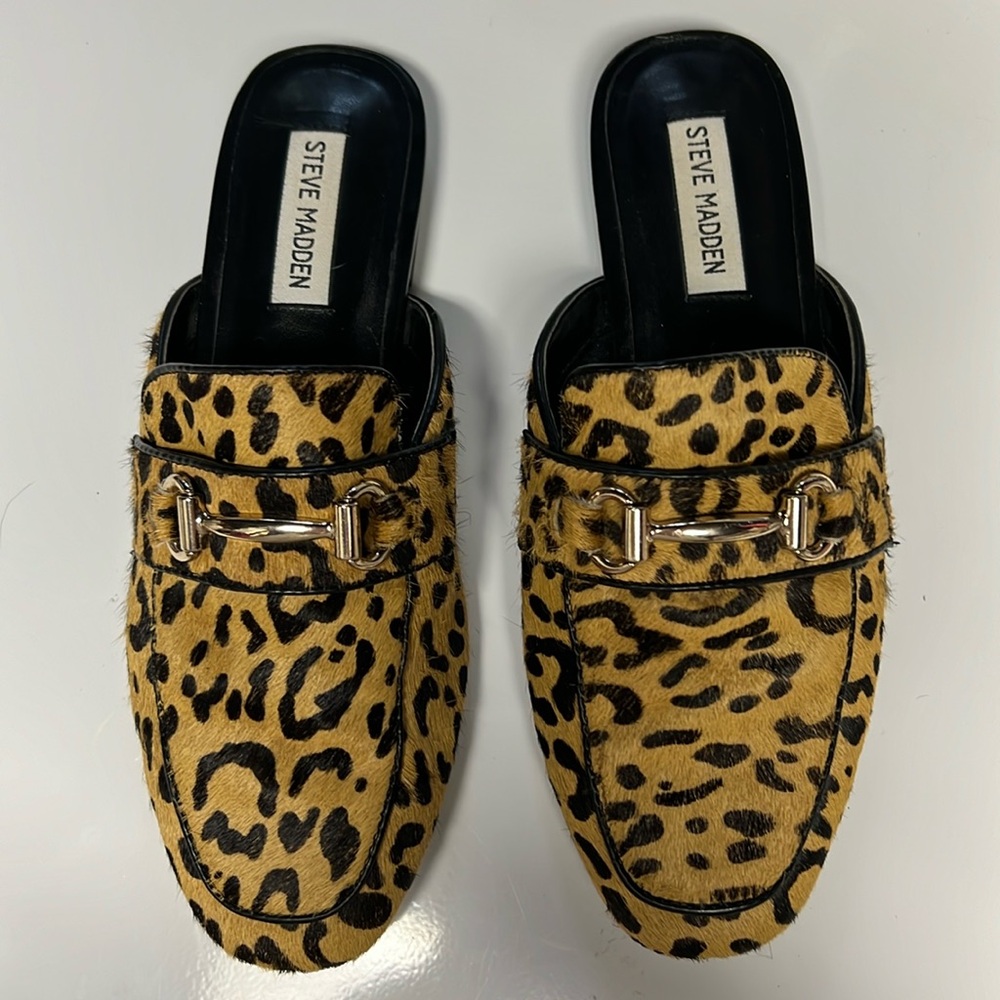 Steve Madden Faux Leopard Buckle Mules